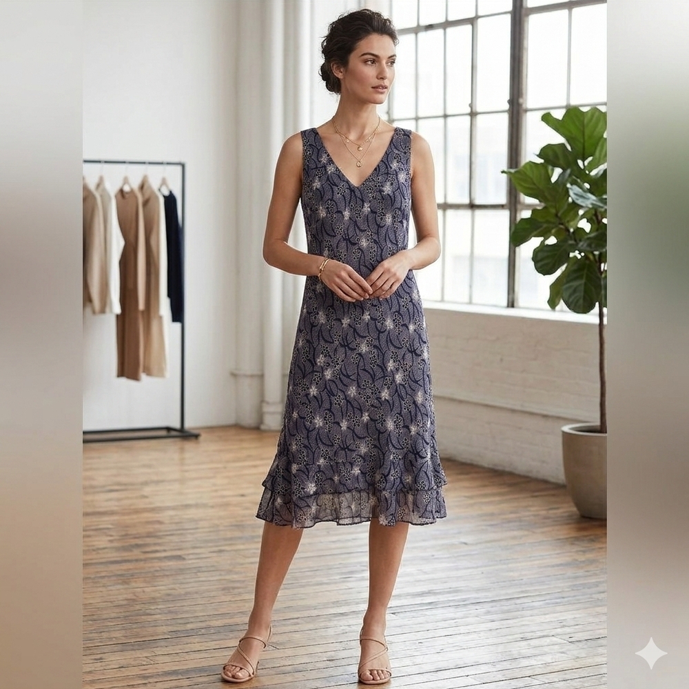 SCARLETT Womens DressFloral Ruffled Bottom  Summer Travel SZ 11/12 NWOT